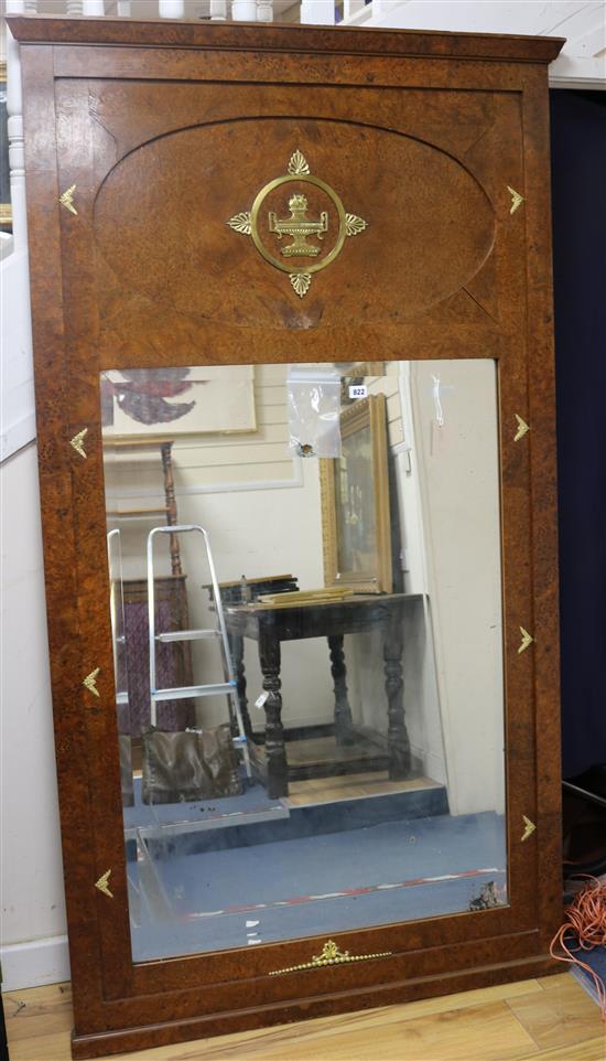 An Empire style birds eye maple pier glass H.86cm